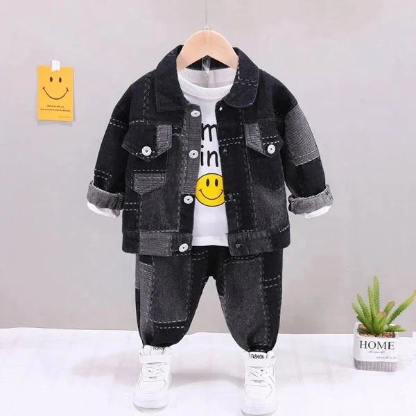 Boys Black Stitched Designer 3 Pcs Set 5 - 6 Years